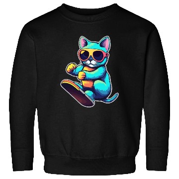 Discover Cool Cat Skateboarding Vibes Sweatshirts