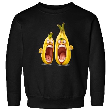 Discover Two bananas with angry face screaming cartoon Sweatshirts