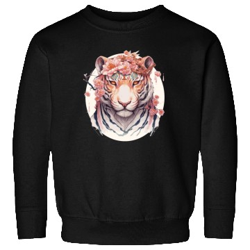 Discover Watercolor Flower Tiger Chinese Zodiac Animal Sign Sweatshirts