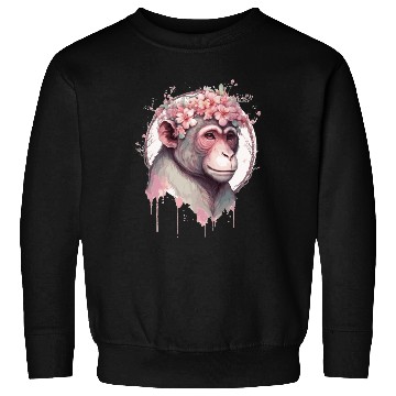 Discover Cute Watercolor Flower Monkey Chinese Zodiac Anima Sweatshirts