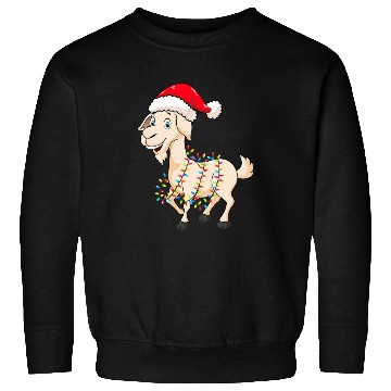 Discover Christmas Lights Goat Wearing Xmas Hat Farmer Sweatshirts