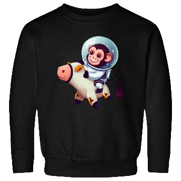 Discover Astronaut Monkey Riding on a Cow Sweatshirts