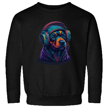 Discover Cute Rottweiler Dog Wearing Headset for Gamer Sweatshirts