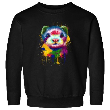Discover Ferret Artwork Face Hand Painting Splash Pet Polec Sweatshirts