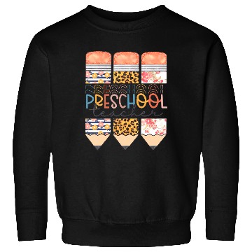 Discover Preschool Teacher Funny Leopard Pencil Back To Sch Sweatshirts