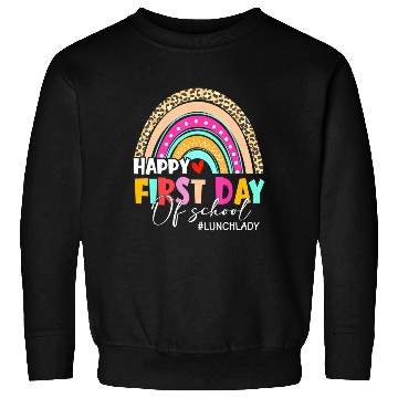 Discover Leopard Rainbow Lunch Lady Welcome Back To School Sweatshirts