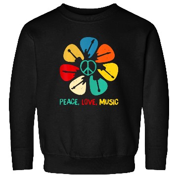 Discover Peace Love Music Guitar Flower Rock And Roll Sweatshirts