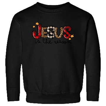 Discover Jesus Is The Reason Buffalo Plaid Leopard Nativity Sweatshirts