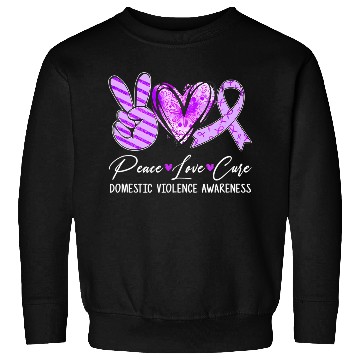 Discover Peace Love Cure Purple Ribbon Domestic Violence Aw Sweatshirts
