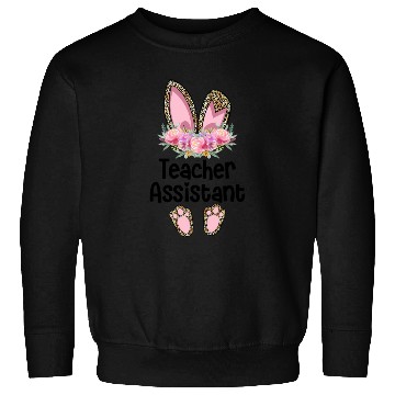 Discover Easter Bunny Ear Teacher Leopard Teacher Assistant Sweatshirts
