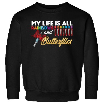Discover Reaction Glass Butterfly Rainbow Phlebotomy Labora Sweatshirts