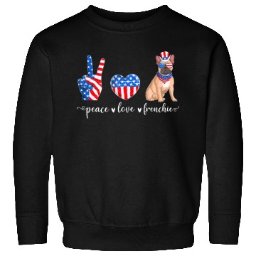 Discover Peace Love Frenchie Patriotic US Flag 4th July Sweatshirts