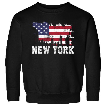 Discover New York City Nyc Skyline Usa Flag America Sweatshirts