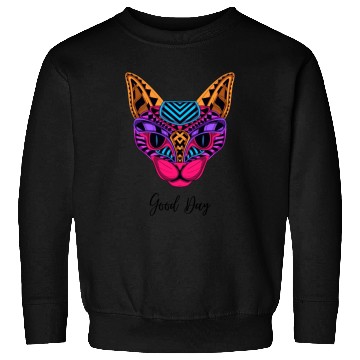 Discover Black Neon Cat Sweatshirts