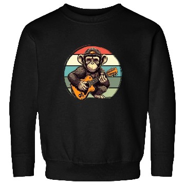 Discover Monkey Chimpanzee Playing Acousitc Rock Guitar Sweatshirts
