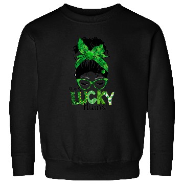 Discover Lucky Mama Messy Bun Leopard Shamrock St Sweatshirts