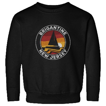 Discover Brigantine New Jersey Sailboat 70S Sunset Sweatshirts