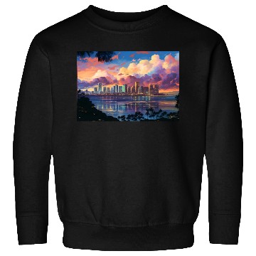 Discover Anime Honolulu A Vibrant Anime Inspired Skyline Sweatshirts