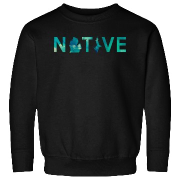 Discover Native Michigander State Map Letter Green Sweatshirts