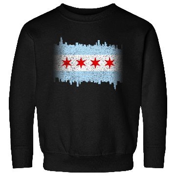 Discover Chicago Flag yline Distressed Sweatshirts