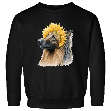 Discover Watercolor Belgian Sheepdog Sunflower Dog Breed Pe Sweatshirts