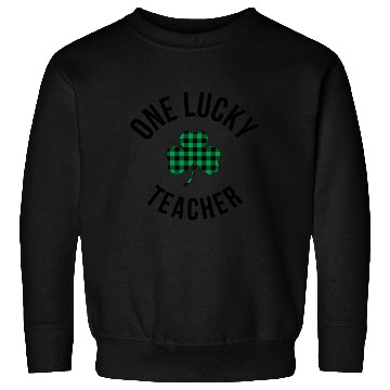 Discover One Lucky Teacher Buffalo Plaid Green Shamrock Sweatshirts