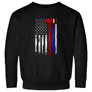 Discover Thin Red Blue Line American Flag Axe Firefighter Sweatshirts