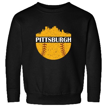 Discover Pittsburgh Baseball Cityscape Distressed Novelty Sweatshirts