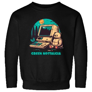 Discover Green Nostalgia Toy Bear Nature Computer Sweatshirts
