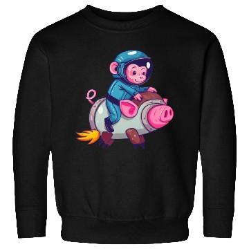 Discover Pig and Monkey as Astronauts Sweatshirts