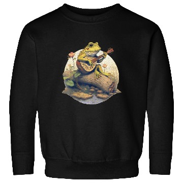 Discover Frog Playing Banjo On Log Vintage Sweatshirts