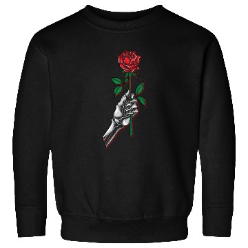 Discover eleton Hand Holding Red Rose Flower Sweatshirts