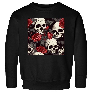 Discover Dark Pattern Skulls & Red Roses Elegant Gothic Sweatshirts