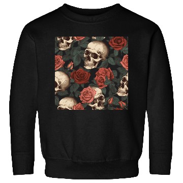 Discover Dark Elegant Gothic Skulls & Red Roses Pattern Sweatshirts