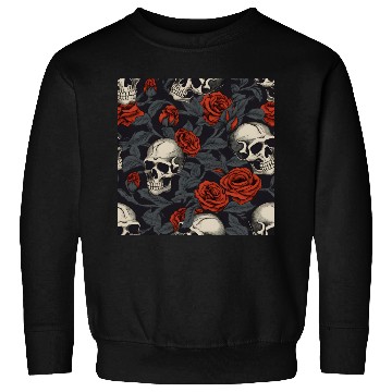 Discover Red Roses & Skulls Pattern Dark Elegant Gothic Sweatshirts