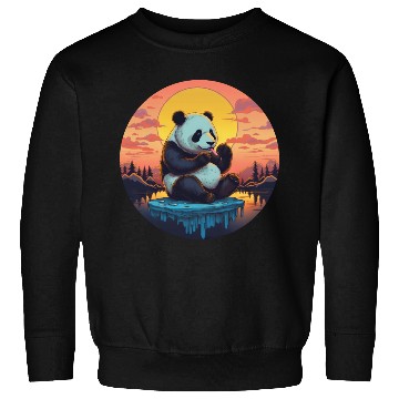 Discover Cute Panda on Ice Floe with Sweets - Sunset Sweatshirts