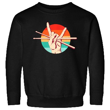 Discover Drummer Retrounset Playing music Rocking Out Sweatshirts