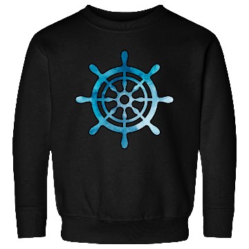 Discover Ship Wheel blue watercolor Sweatshirts