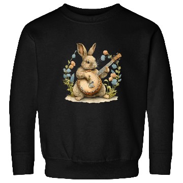 Discover Bunny Playing Banjo Guitar rabbit Easter bunny Sweatshirts