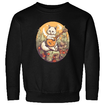 Discover Cat Playing Banjo In The Forest in Cottagecore Sweatshirts