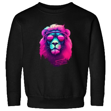 Discover Synthwave Sun King Lion s Neon Shades Sweatshirts
