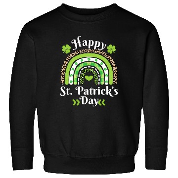 Discover Happy St Patric Day Leopard Print Rainbow Sweatshirts