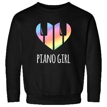 Discover Piano Girl with Rainbow Heart Sweatshirts