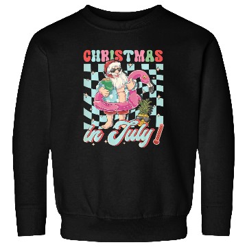 Discover Christmas In July Groovy Santa Flamingo Float Sweatshirts
