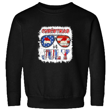 Discover Christmas in July Santa Hat Sunglasses Summer Sweatshirts