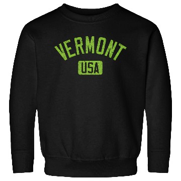 Discover Vermont Usa Arched Text Distressed Lime Green Prin Sweatshirts