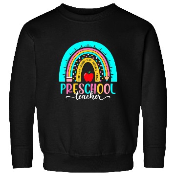Discover Back To School Preschool Teacher Leopard Rainbow Sweatshirts