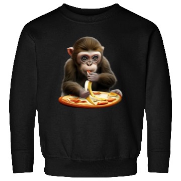 Discover Monkey enjoying banana pizza Sweatshirts