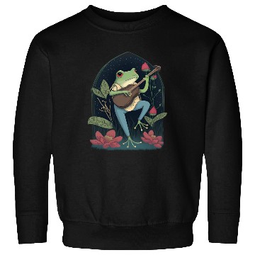 Discover Cottagecore Aesthetic Frog Playing Banjo Sweatshirts