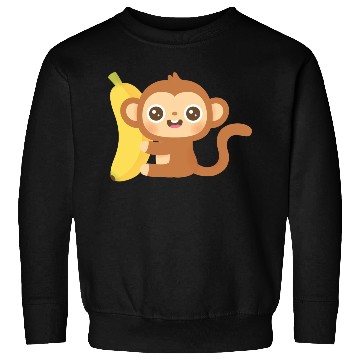 Discover Cute Little Monkey And Banana Sweatshirts